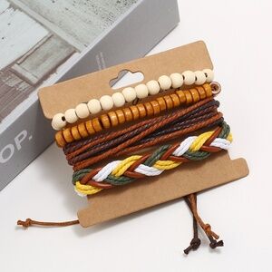 *ARANZA* Brown Woven x Beaded Fashion Bracelet